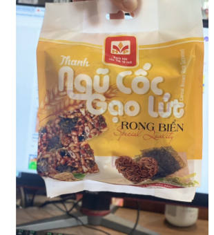 Thanh Cơm Gạo Lứt Ngũ Cốc Chà Bông & Ngũ Cốc Rong Biển-180g/10 thanh