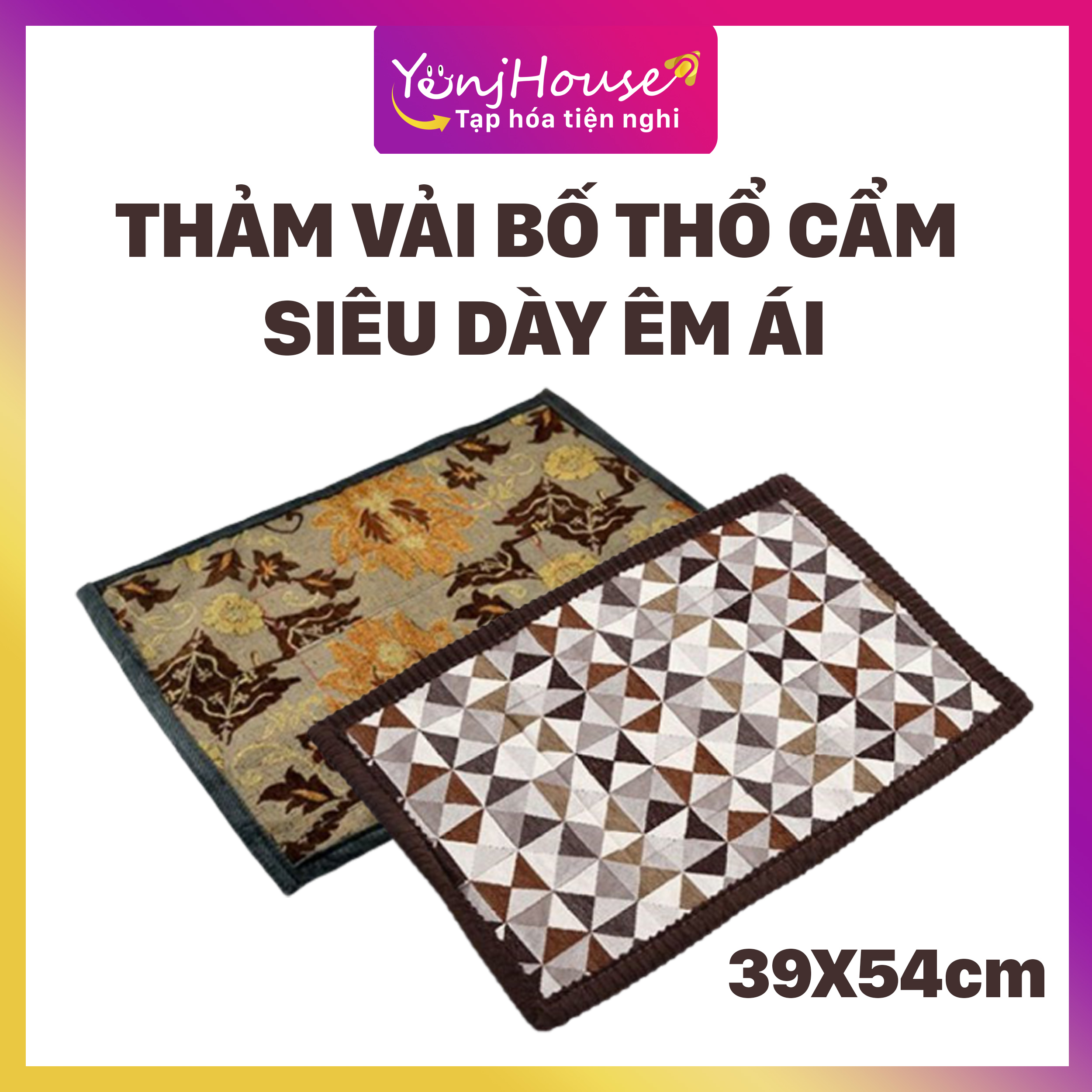Thảm vải bố thổ cẩm siêu dày êm ái - yenjhouse
