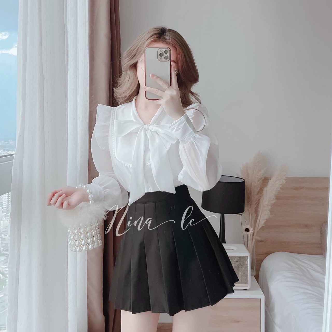 Set váy áo lụa xinh xắn