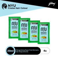 NYU Henna Shampoo Hair Color Natural Black isi 4 x 20ml - NYU Sampo Henna Pewarna Rambut