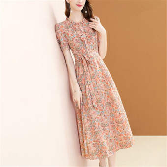 Đầm Voan Cao Cấp In Họa Tiết Ren Tai Gỗ Thời Trang Mới Mùa Hè 2022 Cho Nữ