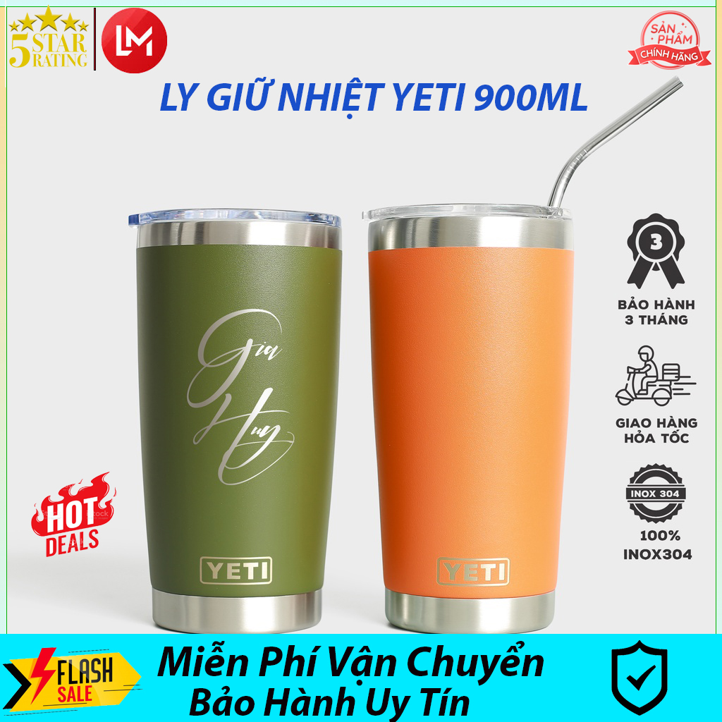 ( XẢ HÀNG ) Ly Nước Giữ Nhiệt inox 304 900ml THAILAND - Tặng Kèm Túi Đựng + 2 Ống Hút + Cây Vệ Sinh Bình Nước  BH 1&1 UY TÍN