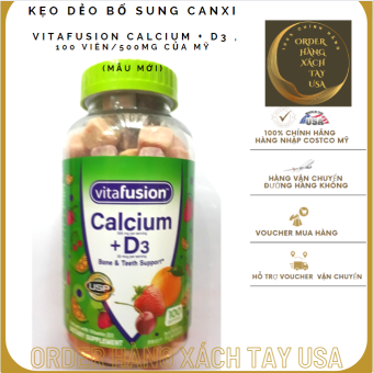 Kẹo dẻo bổ sung Canxi Vitafusion Calcium + D3 ,100 viên/500mg (Mẫu mới)