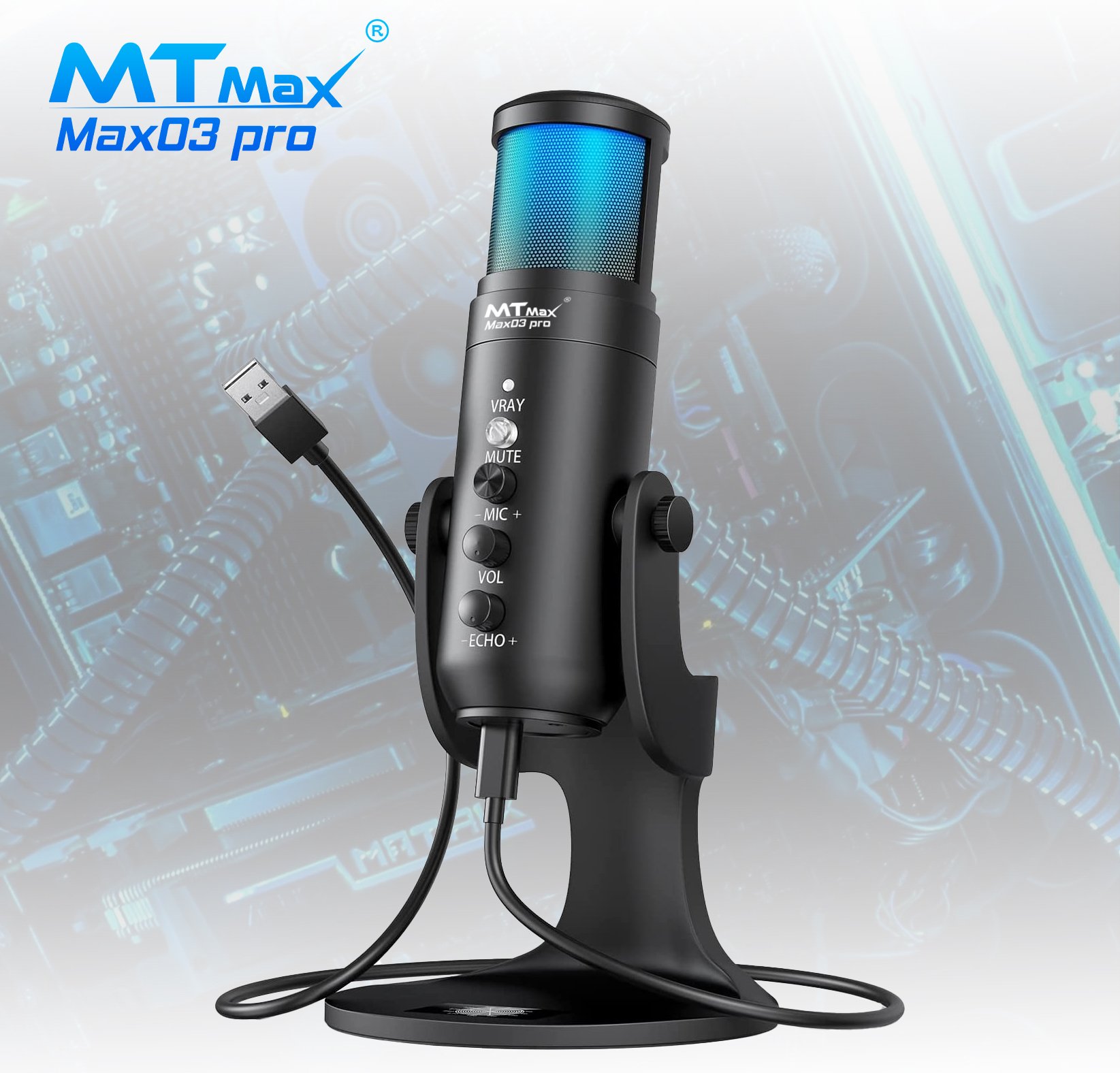 ( Mẫu Mới ) Microphone Thu Âm - Micro Thu Âm Chuyên Nghiệp - Micro Thu Âm Mtmax Max03 Pro - Chiếc Micro Hoàn Hảo Cho Streamer, Các Nhà Sáng Tạo Nội Dung, Chuyên Quay Video Tiktok, Vlog, Livestream Bán Hàng, Thu Âm Tốt, Lọc Tạp Âm Hiệu Suất Cao