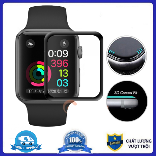 Kính Cường Lực Apple Watch 38mm 40mm 42mm 44m Full keo bảo vệ màn hình Cong 9H cho Series 5 4 3 2 1
