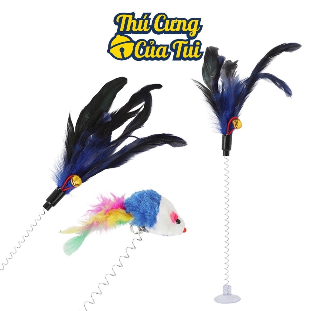 Chuột lò xo có mút gắn đồ chơi cho thú cưng chó mèo - thú cưng của tui