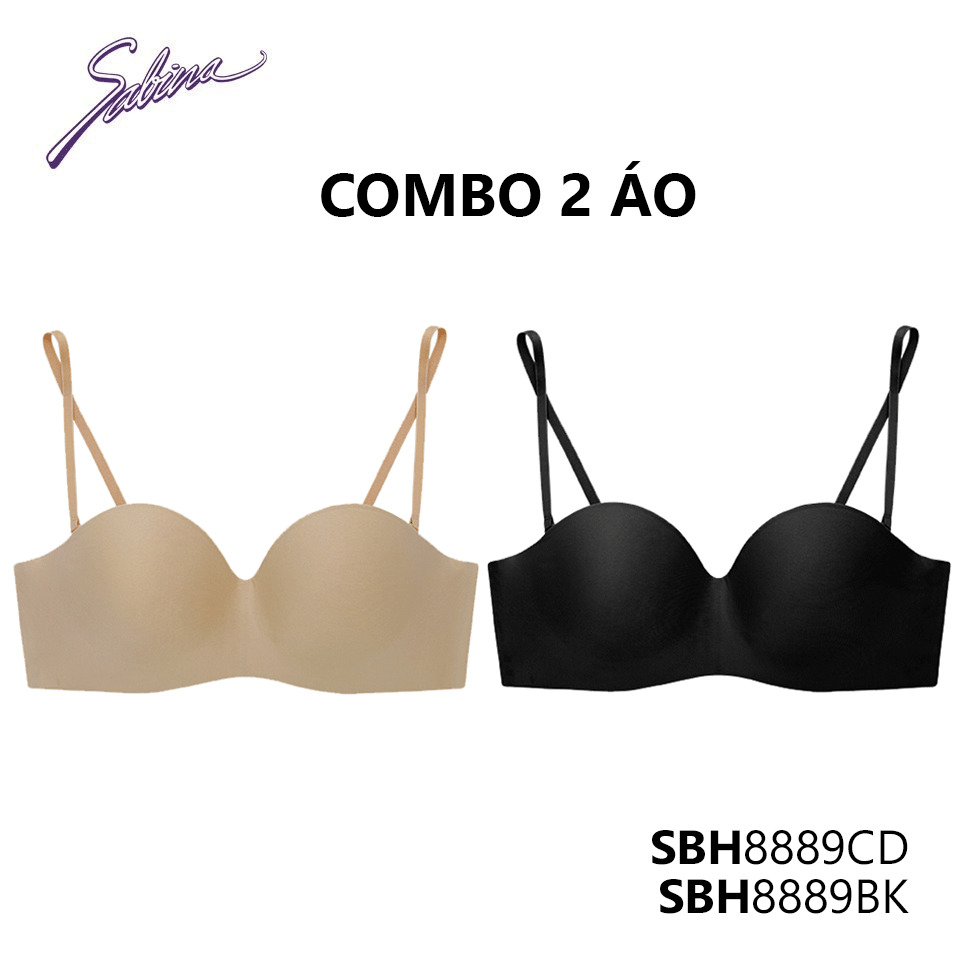 [7-14.4 GIẢM GIÁ 75%+VOUCHER 12%] Combo 2 Áo Lót Cúp Ngang Mút Vừa Không Gọng Màu Trơn Soft Doomm Body Bra By Sabina SBH8889CD+SBH8889BK