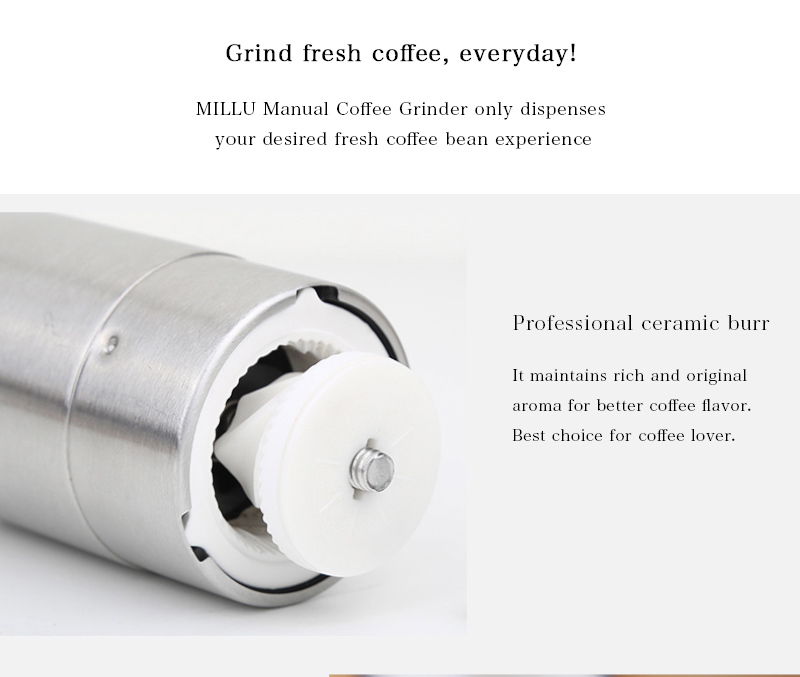 MILLU Ceramic Stainless Manual Coffee 