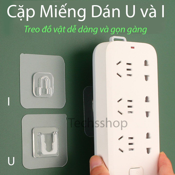 Bộ 2 miếng keo dán kệ nhà tắm chữ U treo tường đa năng tiện lợi - Miếng dán treo tranh, treo đồ siêu dính
