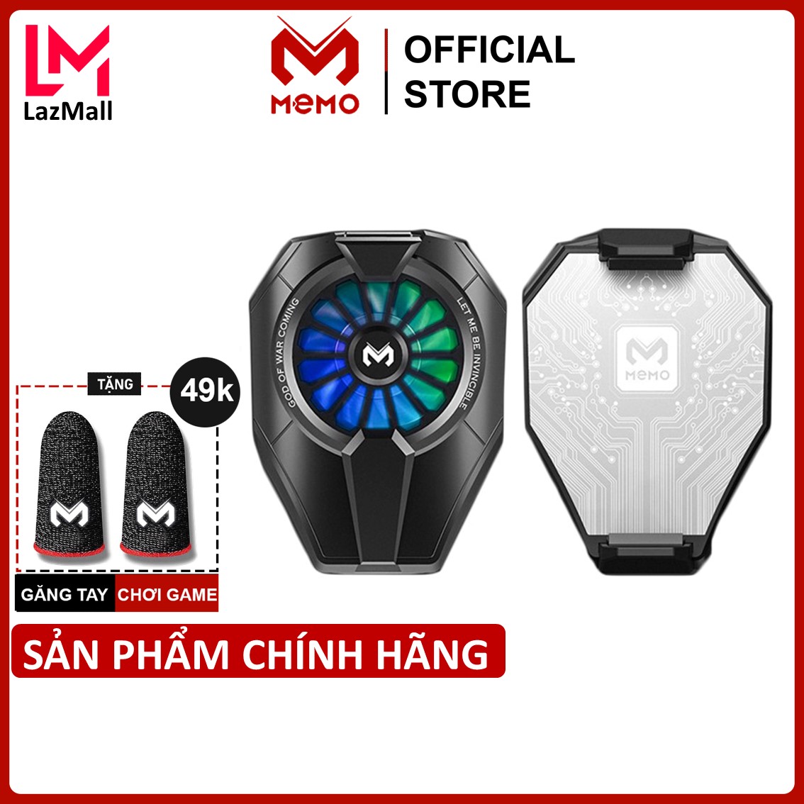 Quạt tản nhiệt điện thoại gaming MEMO DL06 Version 2 công nghệ sò lạnh | Quạt 9 cánh | LED RGB Esport tốc độ hạ nhiệt x2 lần phiên bản cũ tăng tuổi thọ chống giật delay lag khi chơi game mobile - Hàng chính hãng