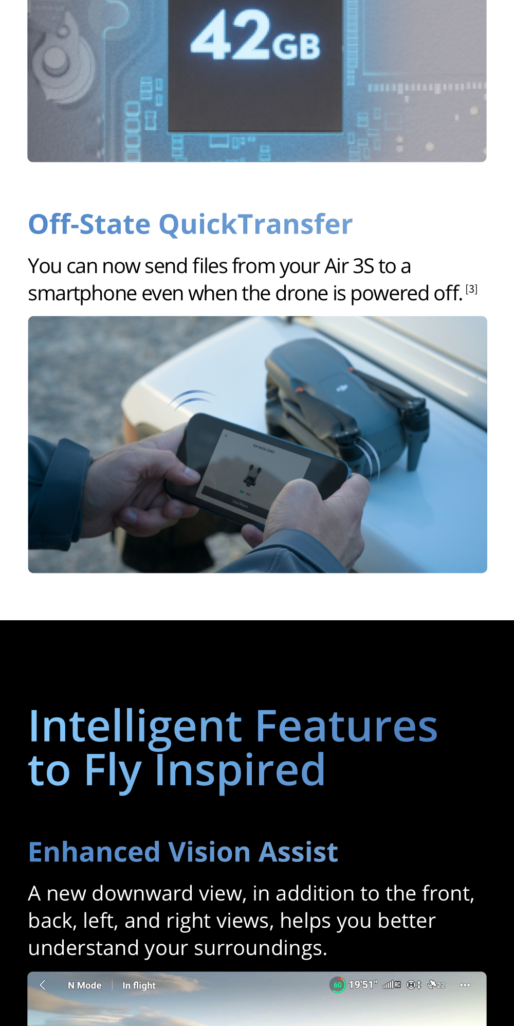 DJI Air 3S - Droni con fotocamera | Sensore CMOS da 1" | New Air Aesthetic | Smart RTH di nuova generazione | Doppia fotocamera primaria tele e grandangolare media | Rilevamento omnidirezionale degli ostacoli
