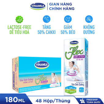 2 Thùng Sữa tiệt trùng Flex không Lactose 180ml - Không đường dễ tiêu hóa, không Lactoza 48 Hộp/thùng