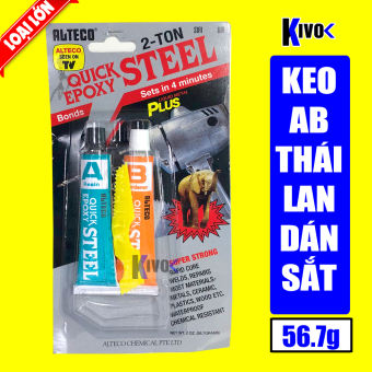 Keo AB 2 Thành Phần Thái Lan LOẠI LỚN Quick Epoxy Steel Alteco 56.7gr - Keo AB Siêu Cứng - Keo Ab Chịu Nhiệt, Chịu Nước - Keo Ab Dán Nhựa Dán Đá - Keo Đa Năng Siêu Dính Chuyên Nghiệp - Keo Dán Sắt Kim Loại Sửa chữa vật dụng