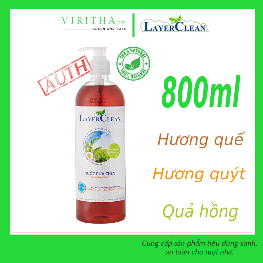 [HỎA TỐC HCM] Nước rửa chén bát hữu cơ organic Layer Clean chai 800ml