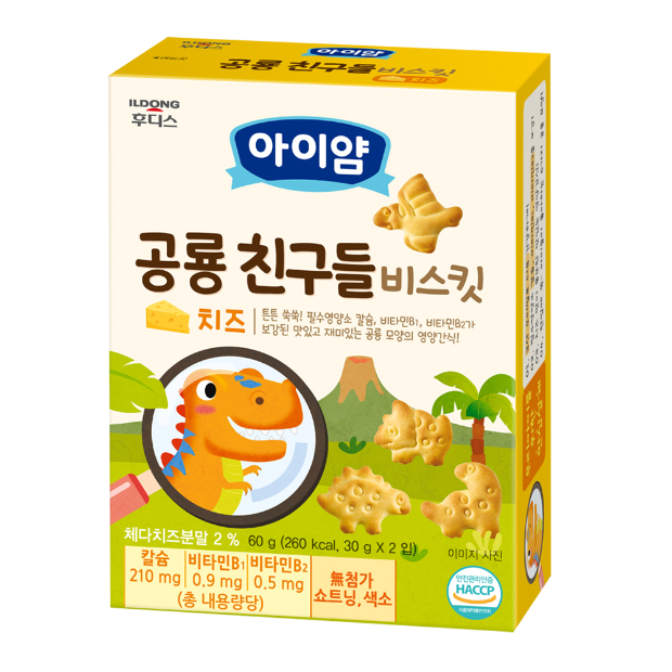 Bánh quy phô mai khủng long ăn dặm Ildong Hàn Quốc cho bé từ 7M+ gói 60g