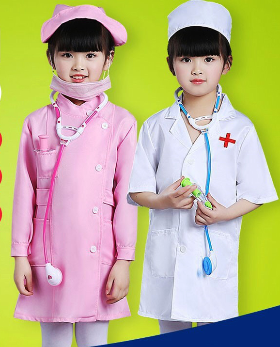 Bộ quần áo bác sĩ cho bé - áo bác sĩ, y tá tay ngắn kèm nón cho bé