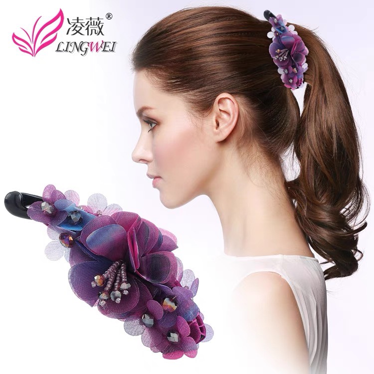 Kẹp Tóc Dọc Đính Hạt Cườm Cao Cấp-phukienteen