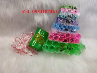 Bộ trục uốn 7 kích cỡ, giấy uốn lạnh, bao trùm tóc, thun