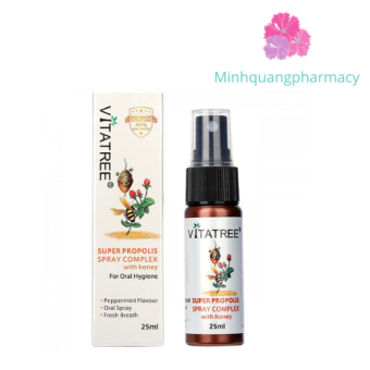 Chai xịt keo ong giảm đau họng, ho Vitatree Super Propolis Spray Complex 25ml