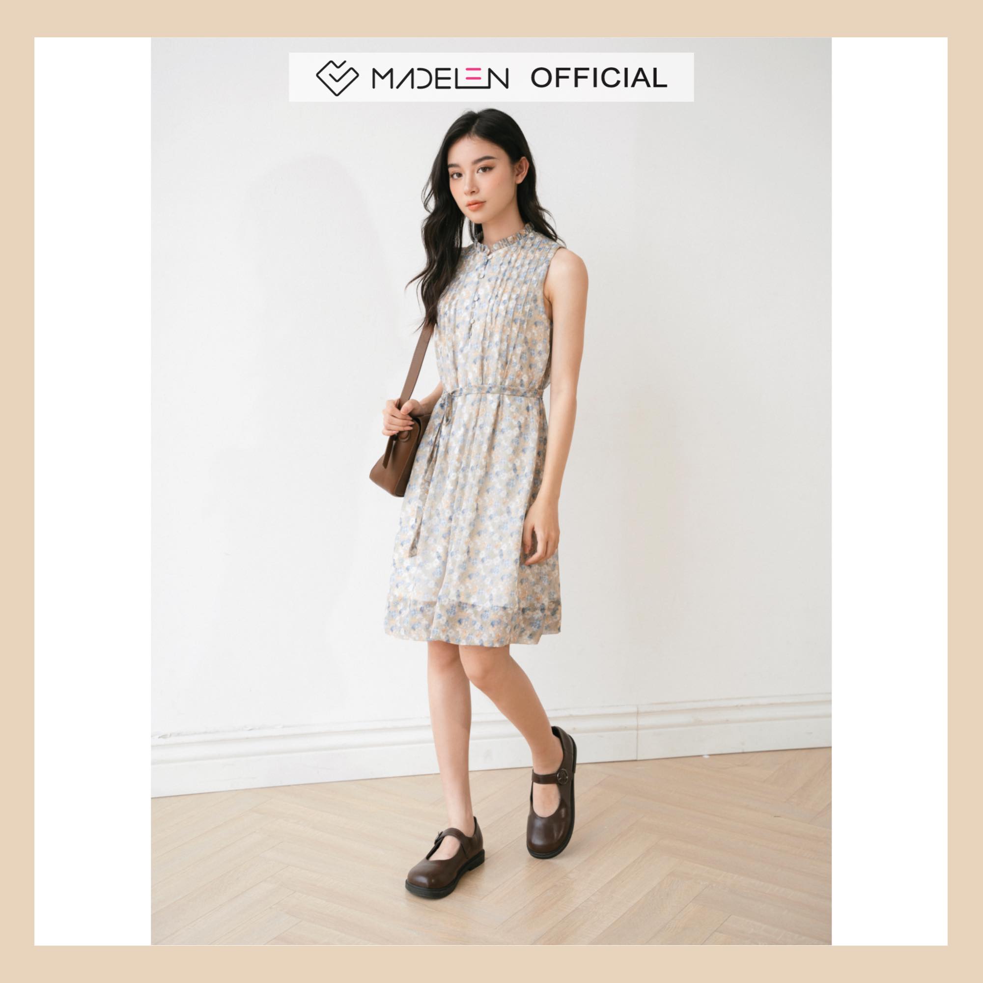 Váy sát nách voan nữ MADELEN floral hoa be