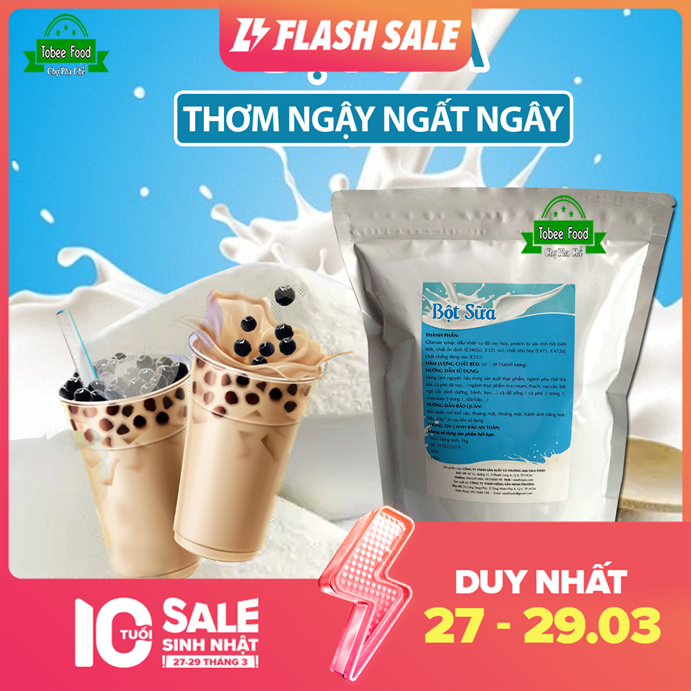 Bột sữa Santos 32F 1kg | Bột pha trà sữa thơm ngon Tôn vị trà | Nguyên liệu trà sữa Tobee Food