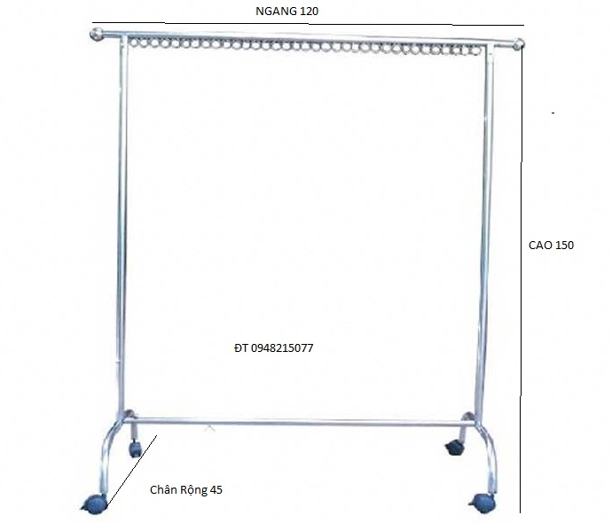 Sào phơi inox chiếc có bánh xe có khoen