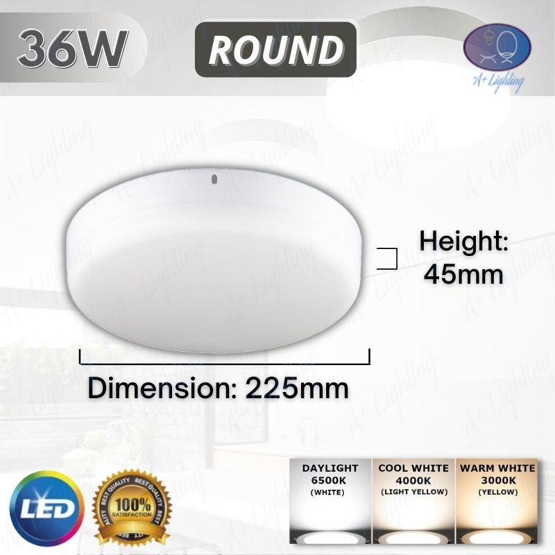 [High Grade] LED SURFACE DOWNLIGHT CURVED DESIGN PEARL 18W 24W 36W 48W MOUNTED CEILING LIGHT ROUND SQUARE LAMPU SILING RUMAH