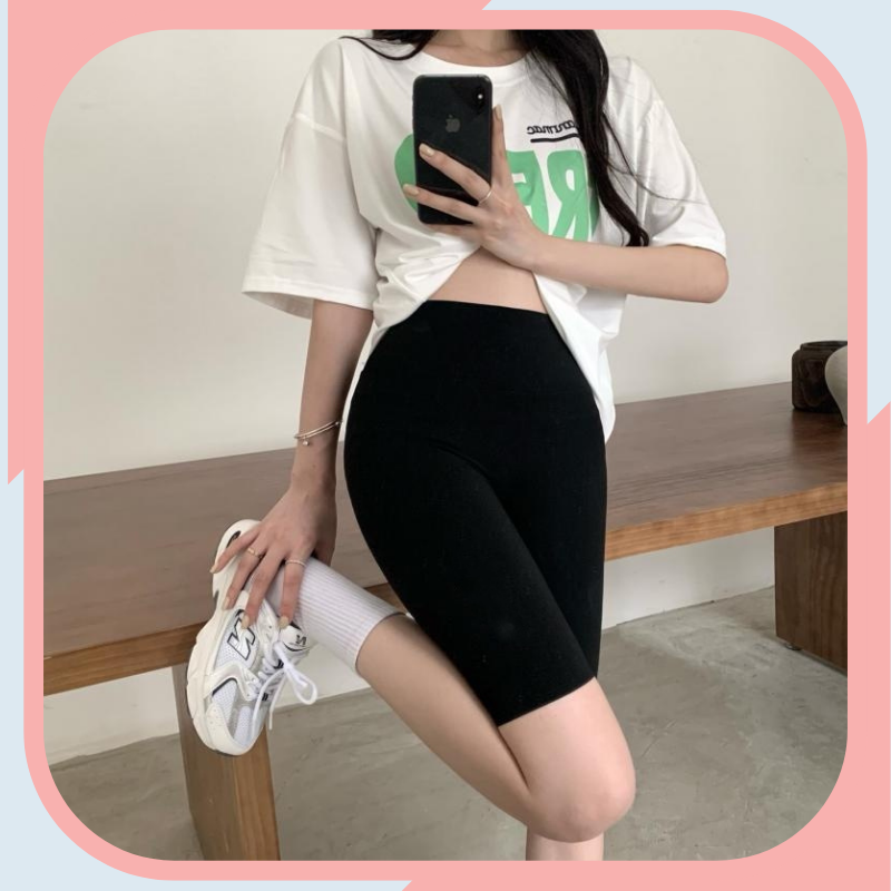 Quần legging đùi ngố cuộn nữ siêu co giãn nâng hông hàng mới
