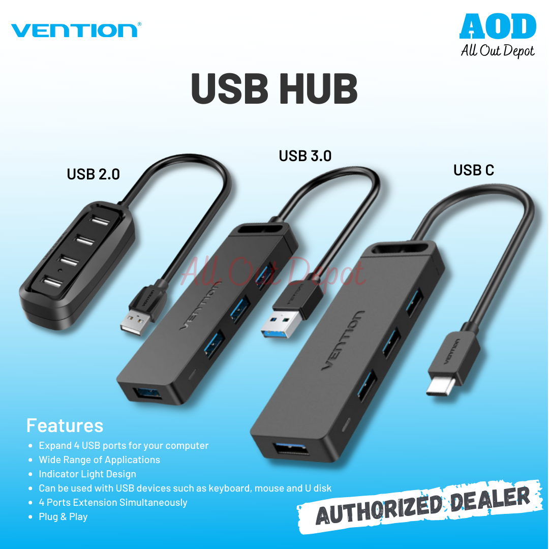 Vention HUB USB 4 ports USB 3.0 2.0 Splitter avec port d