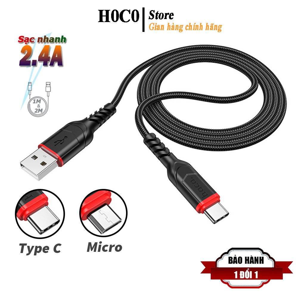 Dây sạc Samsung chính hãng Hoco X.59 type C / micro Usb sạc nhanh 2.4A