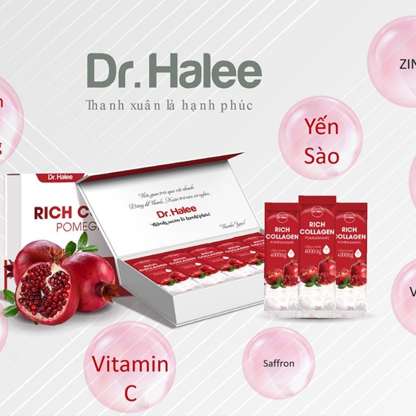 1 hộp - collagen lựu dr.halee - hộp 14 gói