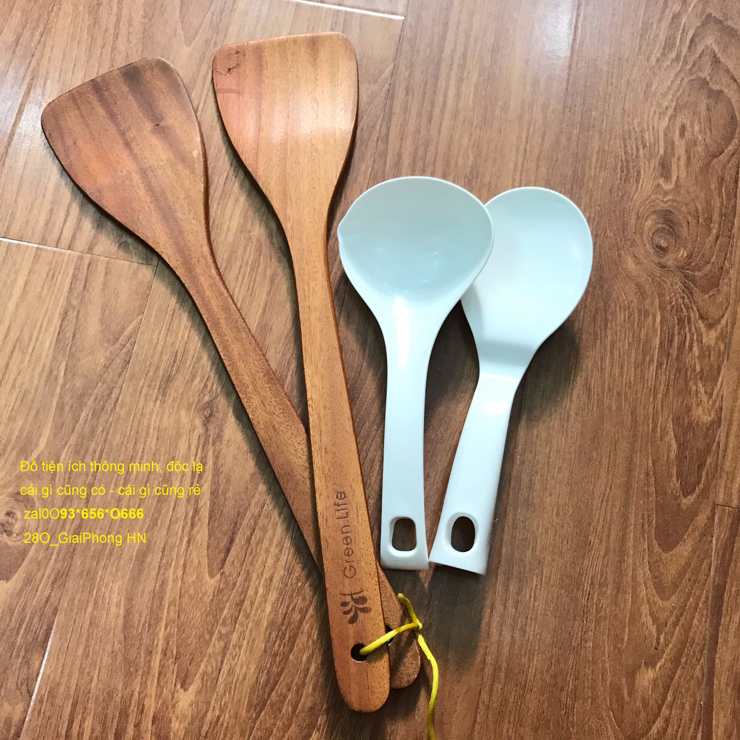 Sạn, xẻng gỗ xào nấu, chất liệu gỗ, silicon nhiệt - made in Việt Nam