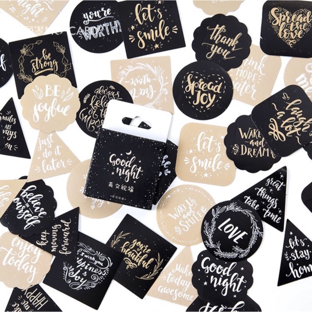 Set 45 miếng dán trang trí chữ tiếng Anh DIY làm bullet journal Haramshop