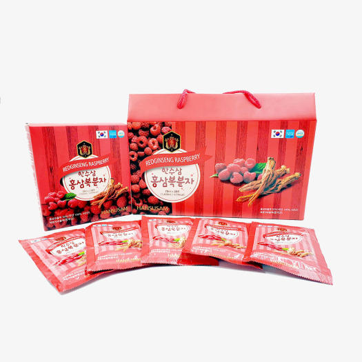 Nước Chiết Xuất Phúc Bồn Tử Hồng Sâm HANSUSAM Hộp 20 Gói x 70ml - Quà Biếu - Tăng cường sức khỏe