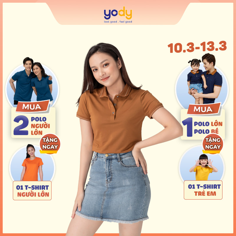 Áo thun Polo nữ YODY chất cotton Pima siêu mát siêu nhẹ thấm hút tốt APN3010
