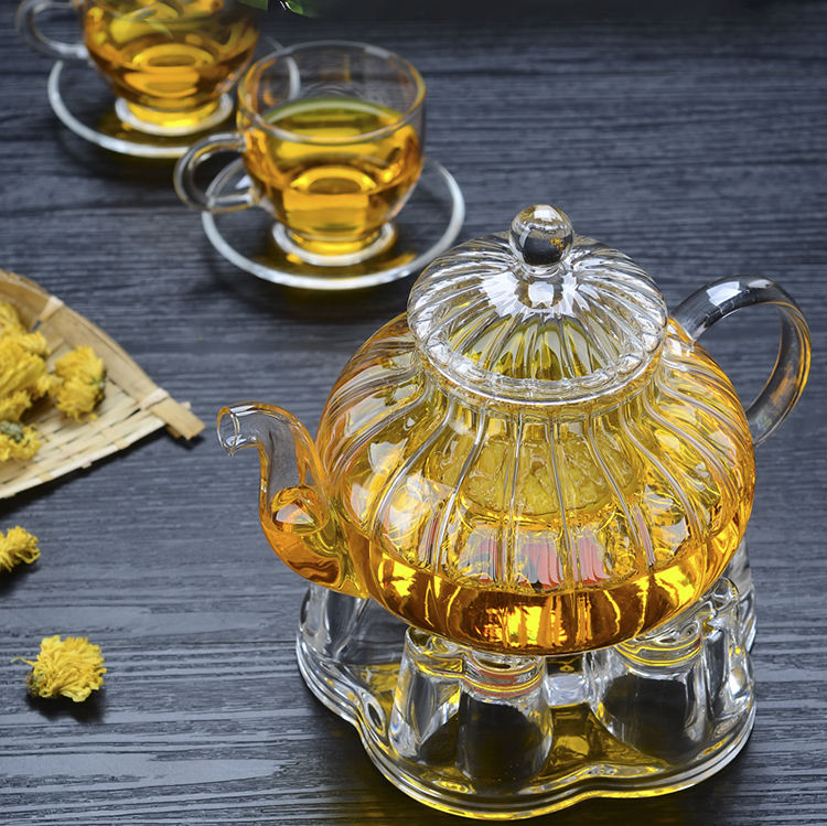 Ấm trà thuỷ tinh cao cấp 600ml dáng bí ngô, chịu nhiệt từ - 20 đến 150 độ C có lõi lọc thuỷ tinh, phù hợp pha nhiều loại trà