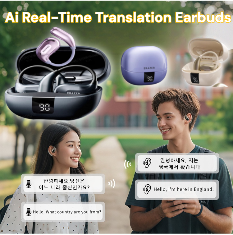 Smart Bluetooth Translation Headset Translator Earbuds Noise Cancelling Instant Translator Can Translate 144 Languages