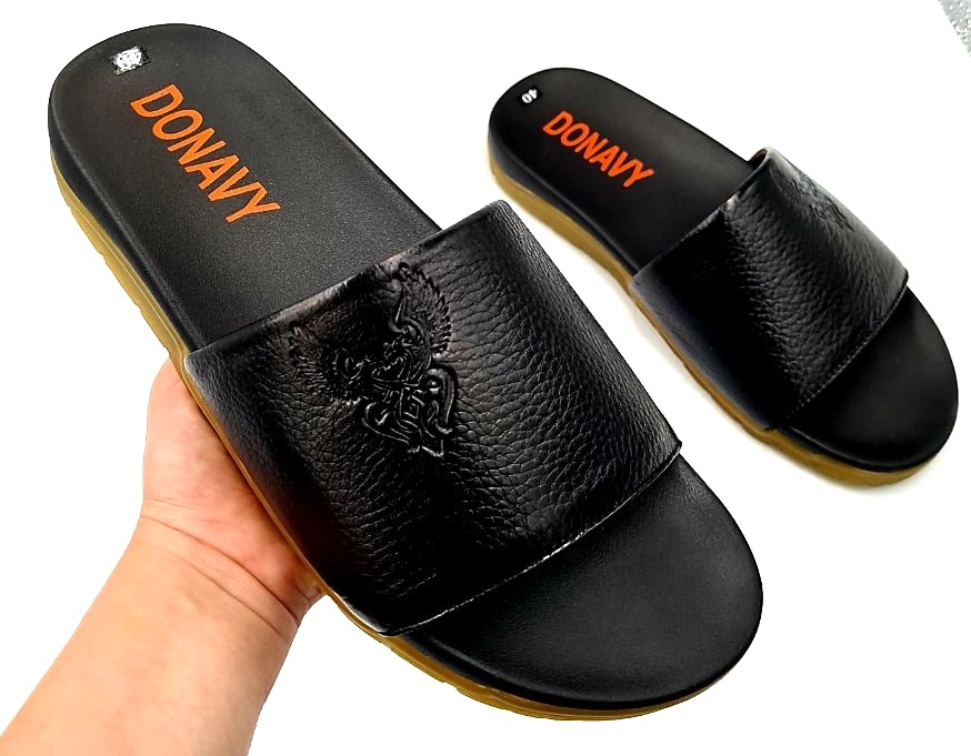 [Voucher 12%/149k] DÉP QUAI NGANG NAM DA BÒ THẬT 100% CÓ HỌA TIẾT ĐẠI BÀNG TINH XẢO ĐẾ CAO SU CHỐNG TRƠN TRƯỢT MIẾNG LÓT MANG ÊM CHÂN V.DTDB