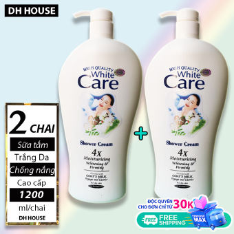 [ TRẮNG DA CHỐNG NẮNG] Combo 2 chai Sữa Tắm Dê White Care Cao Cấp Chai Khổng Lồ 1200ml x 2 chai HSD đến tháng 10-2023 DHHOUSE