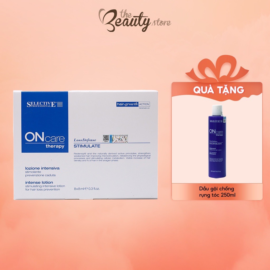 Tinh chất chống rụng tóc Selective dạng chuyên sâu giảm ngăn ngừa rụng và kích thích mọc tóc giúp tóc dày lên hàng Ý Stimulate Intense Lotion 1 lọ 8 ml x 8 Lọ 76517 The Beauty Store shop