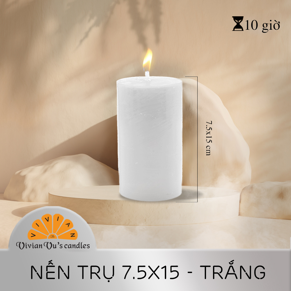 Nến trụ tròn vivian vivian vu's kích thước 7.5x15cm - nến nghệ thuật trang trí vivian