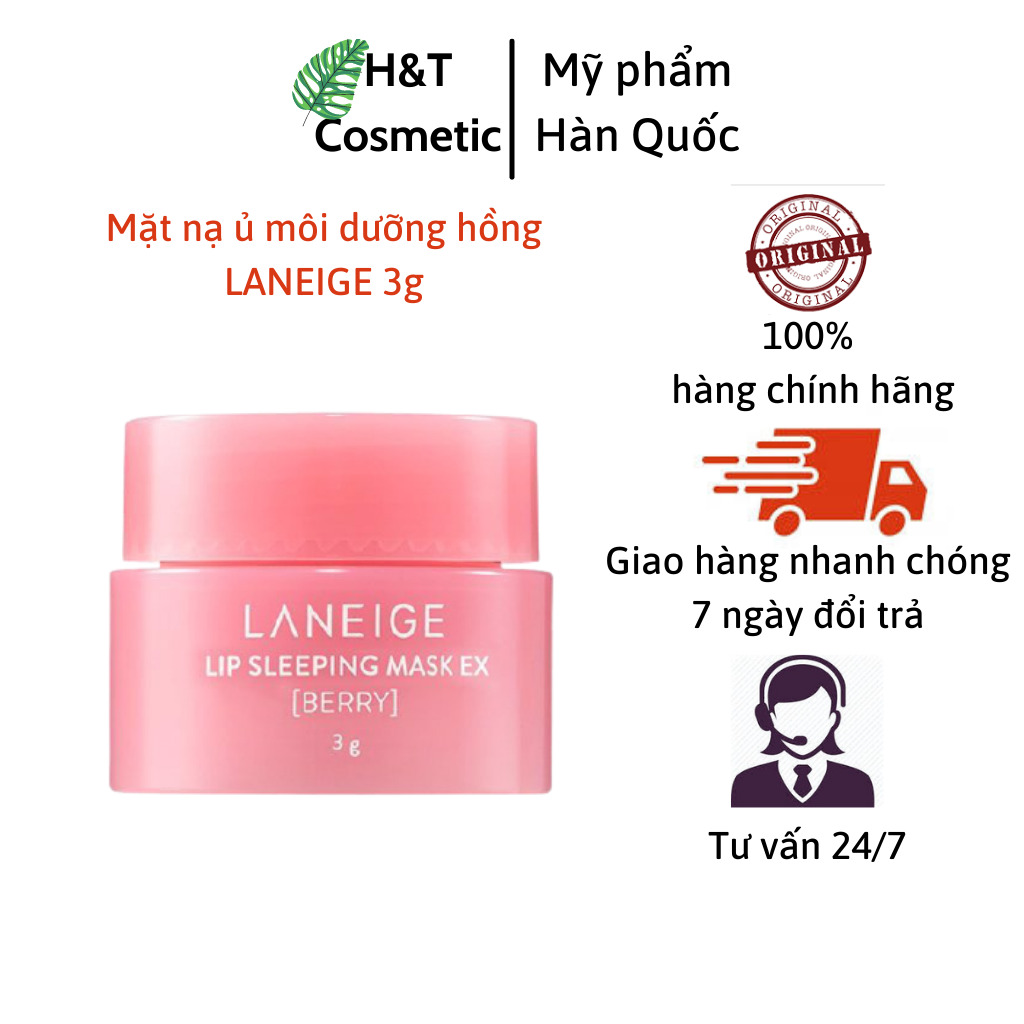 Mặt nạ ủ môi LANEIGE Hàn Quốc 3g. Mặt nạ dưỡng môi hồng giúp môi căng mọng loại bỏ da chết môi. ThoMask