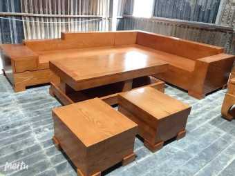 bộ bàn ghế sofa phòng khách gỗ sồi nga rả nguyên khối
