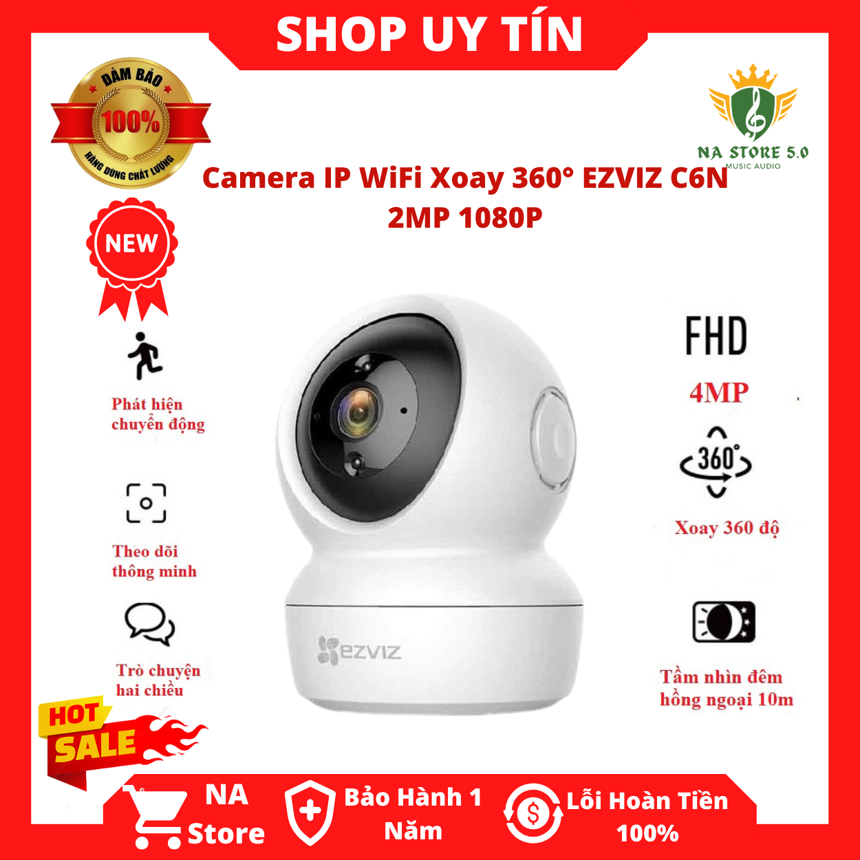 Camera ip wifi ezviz cs-cv246 c6n 1080p - camera ip wifi xoay 360° ezviz c6n 2mp 1080p - đàm thoại 2 chiều - xoay 360 độ siêu thông minh, cảnh báo chuyển động. bảo hành 12 tháng
