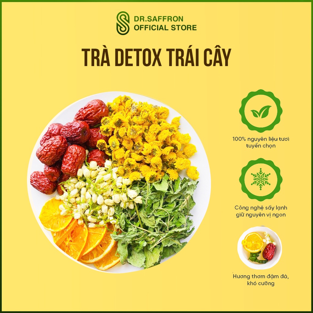 Trà detox trái cây sấy khô loại 10gr giúp thanh lọc cơ thể , giảm cân hiệu quả - SAFFRON