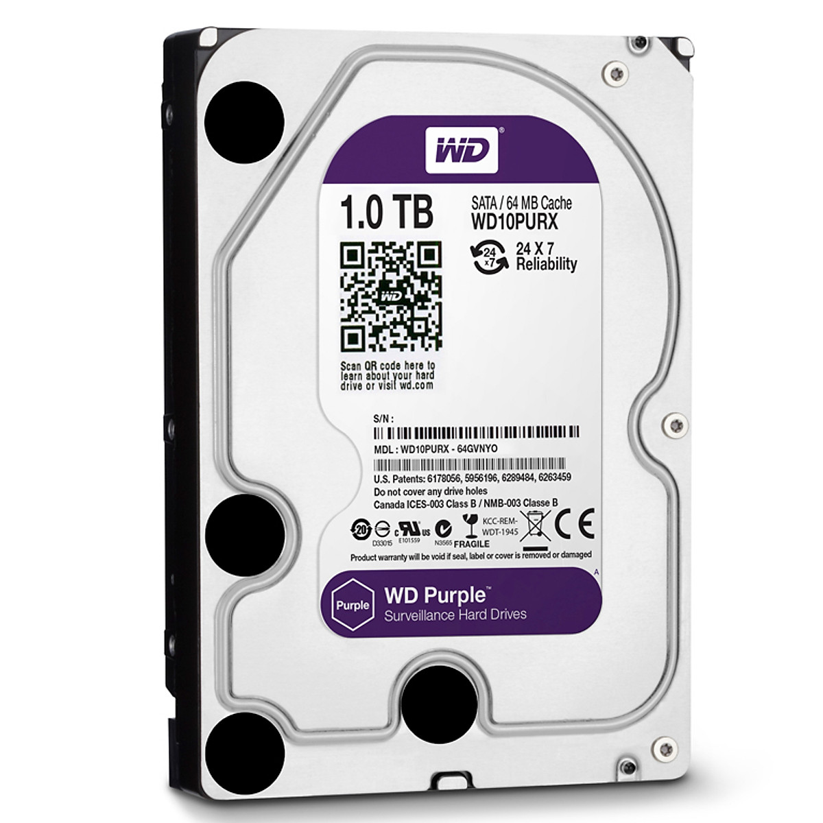 Ổ cứng camera wd purple 1tb/64mb/3.5 intellipower wd10purz/wd10purx
