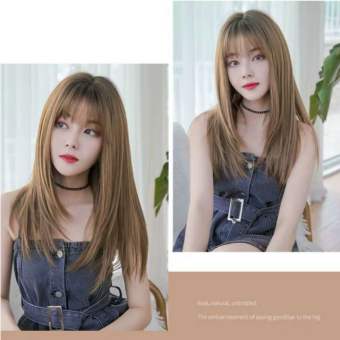 Tóc giả nguyên đầu chân đen nâu vàng cúp sole - mã 8258