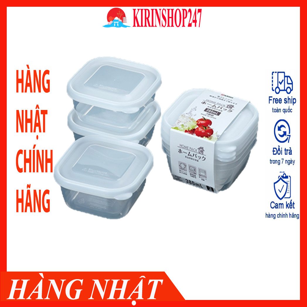 Set 3 hộp nhựa đựng thực phẩm Nakaya 380ml (nhựa trong) Hàng Nội Địa Nhật