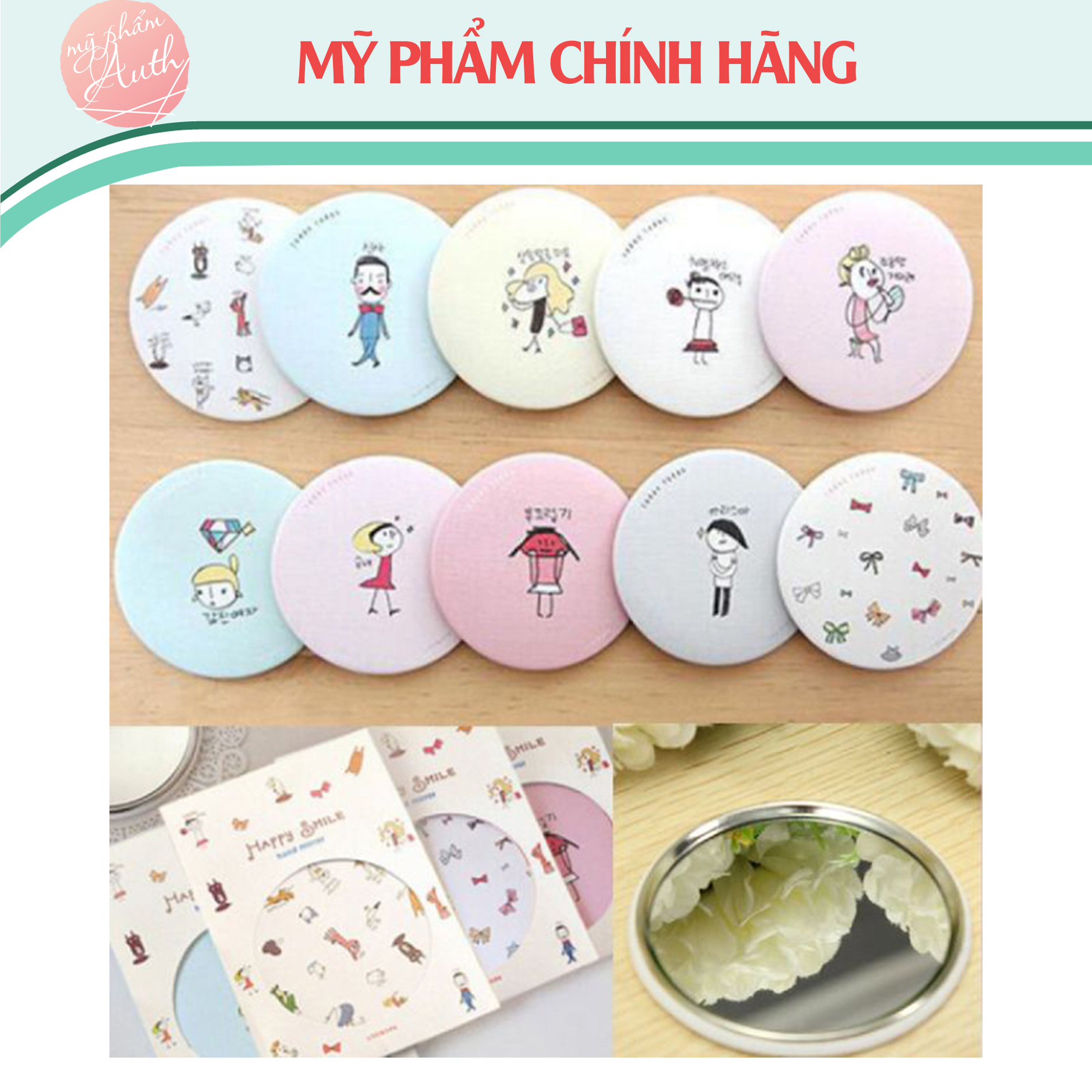 Gương trang điểm mini siêu dễ thương gương bỏ túi dễ thương gương Hàn Quốc tiện  lợi cho đi học đi chơi - màu giao ngẫu nhiên