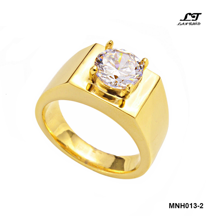 Nhẫn nam trơn đính đá cao cấp MNH013-2 Không đen không rỉ sét